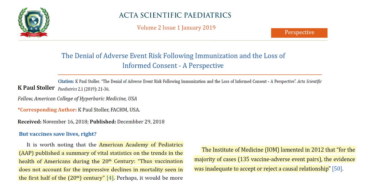Denial of risk of side effects following immunization and loss of informed consent
