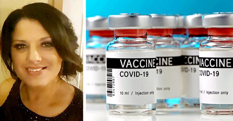 После травм, вызванных вакциной от COVID, женщина чувствует себя больной.