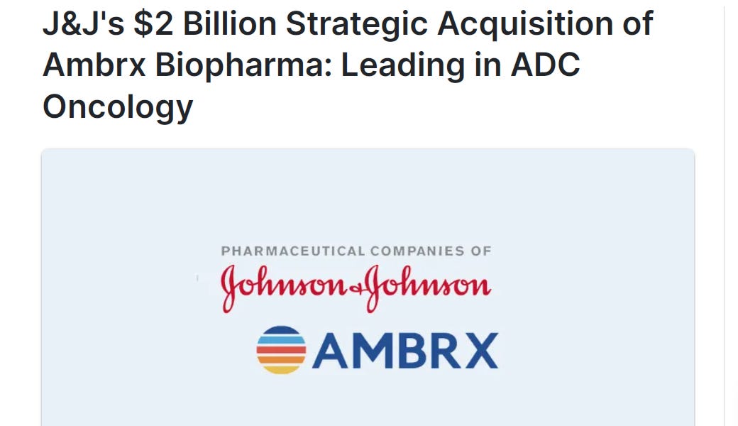 Johnson & Johnson ซื้อบริษัทพัฒนายา Ambrx Biopharma ในราคา 2 พันล้านดอลลาร์