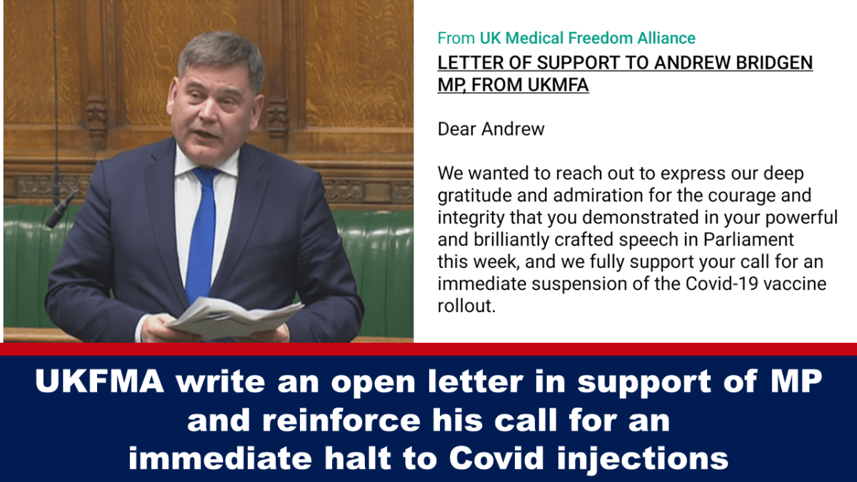 UKFMA 写公开信支持 MP 并重申呼吁立即停止 Covid 注射